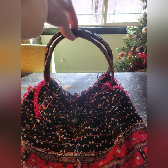 Elliot Mann Oversized Fringe Detail Boho Hippy bag with leather handle - Picture 7 of 14